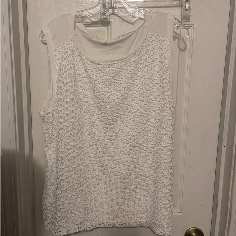 Loft white shell with lace detail